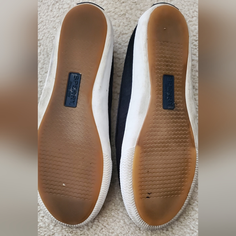 Black Canvas Sperry Boat Loafers Slip On Shoes 9 - Picture 5 of 7